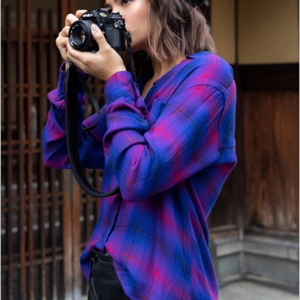 Rails plaid button down hunter azure scarlet small